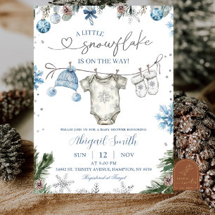 Christmas Snowflake clothesline Baby Shower Invitation