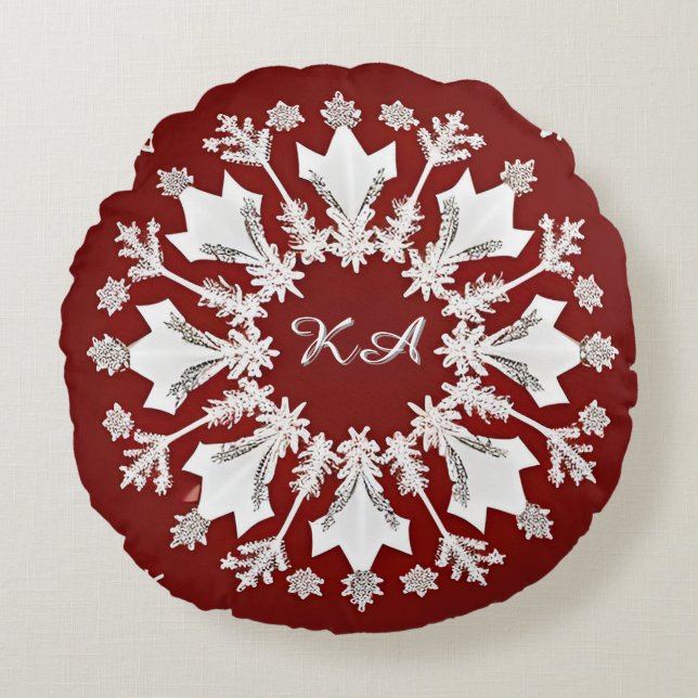 Christmas Snowflake Design Round Cushion (Front)