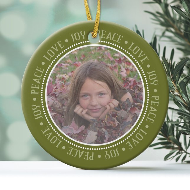 Christmas Snowflake: Double-Sided Photo Ceramic Ornament (Personalized Photo Ornament)