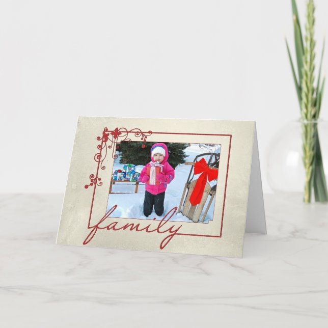 Christmas Snowflake Family Photo Frame Holiday Card (Front)