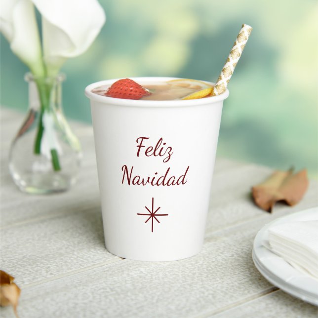 Christmas Snowflake Feliz Navidad Simple Festive  Paper Cups (Insitu)
