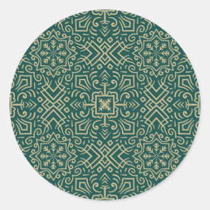 Christmas Snowflake Floral Vintage Pattern Classic Round Sticker