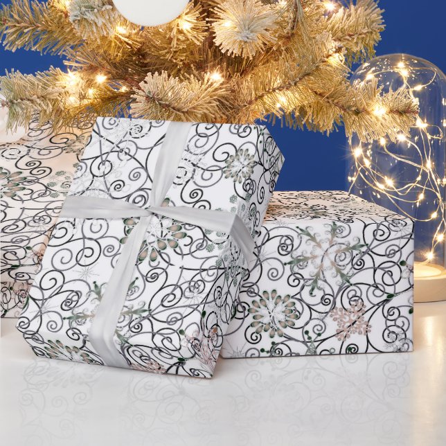 Christmas snowflake Holiday pattern wrapping Paper (Holidays)