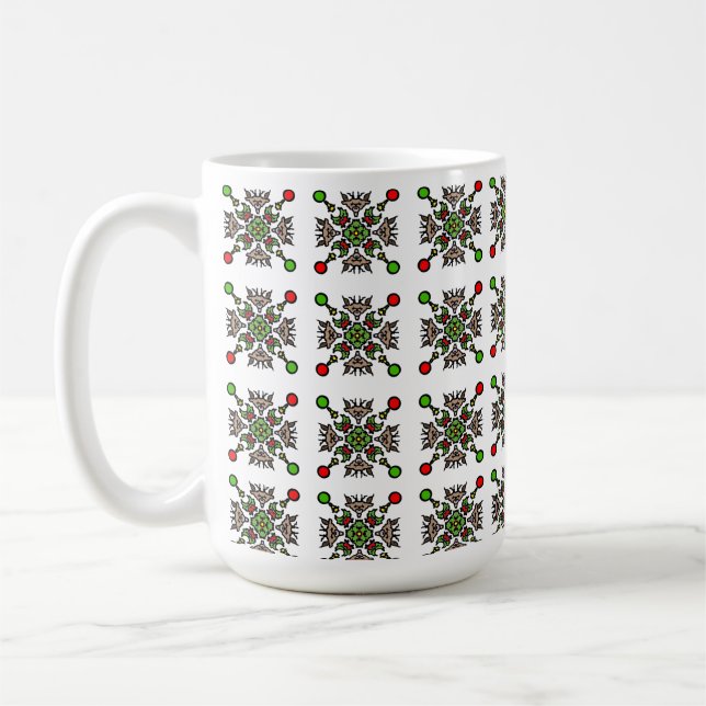 Christmas Snowflake Mandala Coffee Mug (Left)