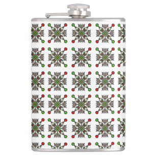 Christmas Snowflake Mandala Hip Flask