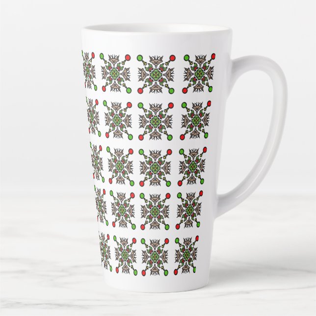 Christmas Snowflake Mandala Latte Mug (Right)