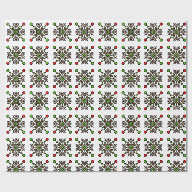 Christmas Snowflake Mandala Wrapping Paper (Flat)