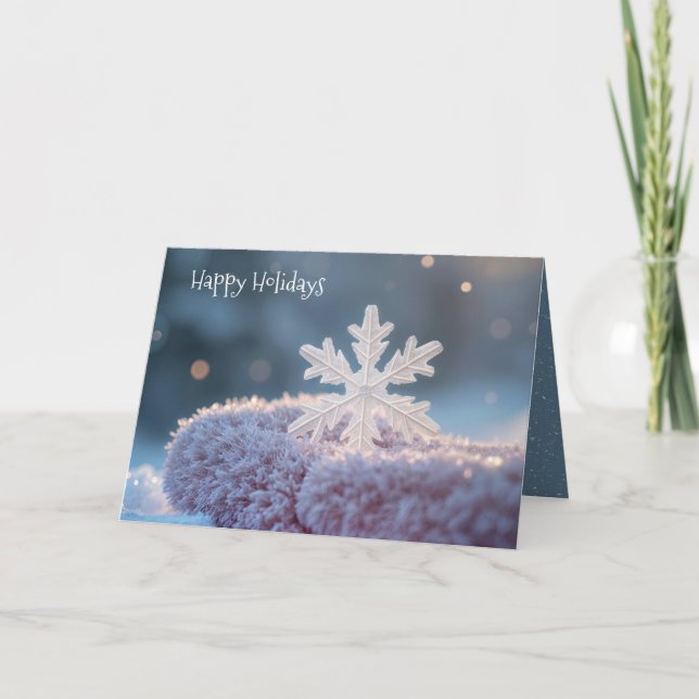 Christmas Snowflake On a Pink Mitten Holiday Card (Front)