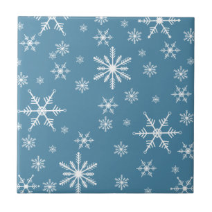 Christmas Snowflake On Blue Ceramic Tile