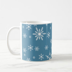 Christmas Snowflake On Blue Coffee Mug