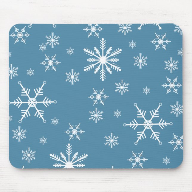 Christmas Snowflake On Blue Mouse Pad (Front)