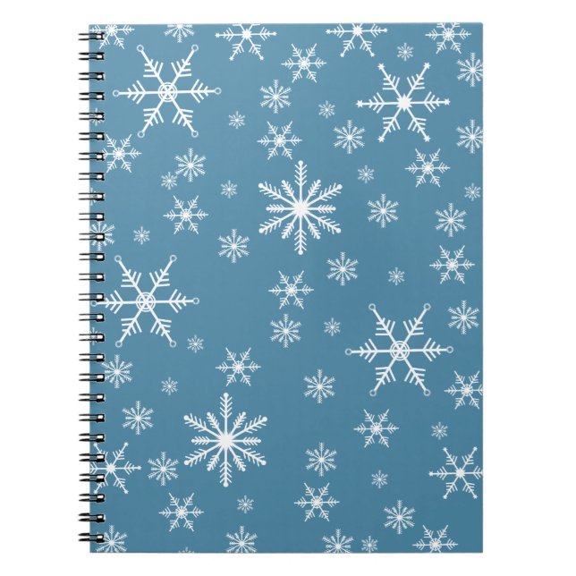 Christmas Snowflake On Blue Notebook (Front)