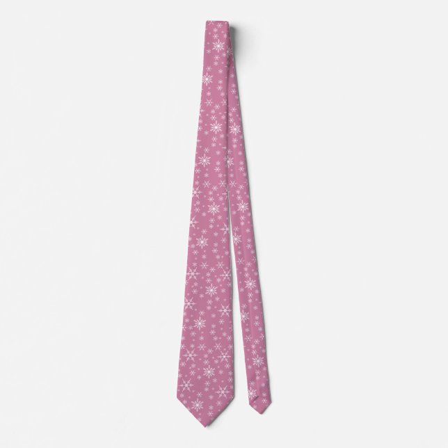 Christmas Snowflake On Pink Tie (Front)