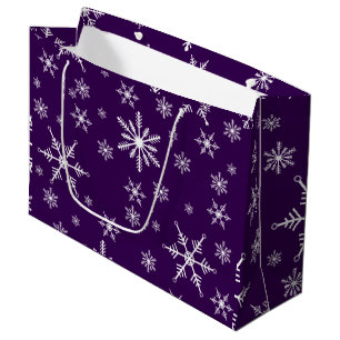 Christmas Snowflake On Purple Large Gift Bag