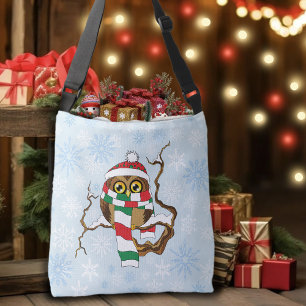 Christmas Snowflake Owl Crossbody Bag