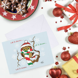 Christmas Snowflake Owl Holiday Card