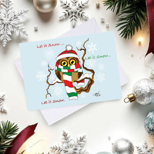 Christmas Snowflake Owl Holiday Card