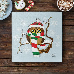 Christmas Snowflake Owl Jigsaw Puzzle
