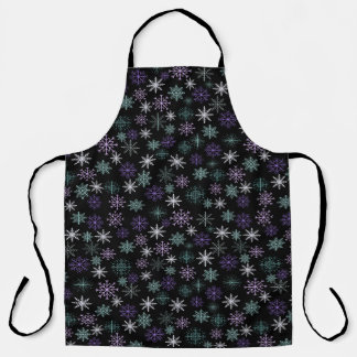 Christmas Snowflake Pattern Black Purple Mint Teal Apron