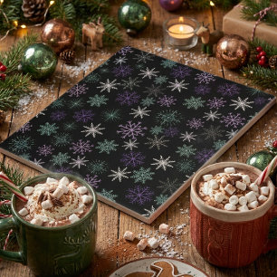 Christmas Snowflake Pattern Black Purple Mint Teal Ceramic Tile