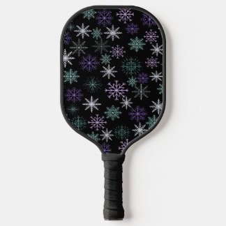 Christmas Snowflake Pattern Black Purple Mint Teal Pickleball Paddle