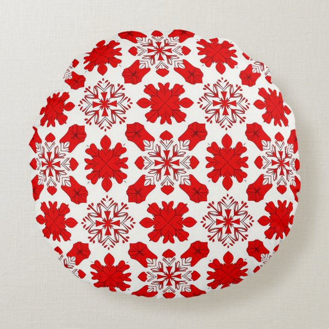 Christmas Snowflake Pattern For Winter Gift Round Cushion (Front)