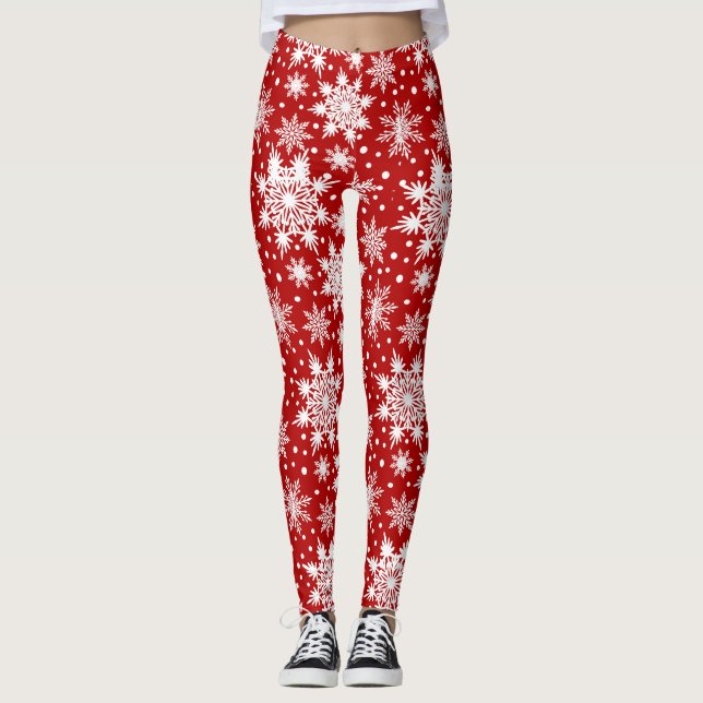 Christmas Snowflake Pattern  Leggings (Front)