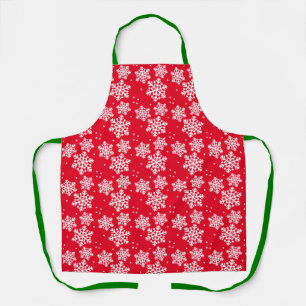 Christmas snowflake pattern red apron