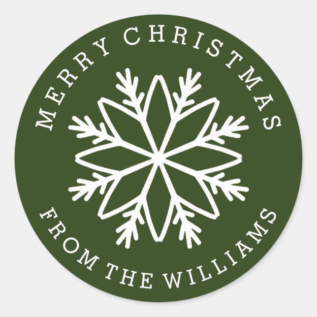 Christmas Snowflake Personalised custom colour Classic Round Sticker (Front)