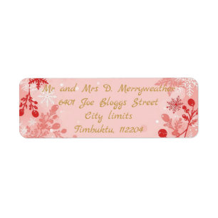Christmas Snowflake Pink and White Return Address Label