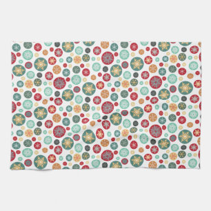 Christmas Snowflake Polka Dots Elegant Pattern Tea Towel