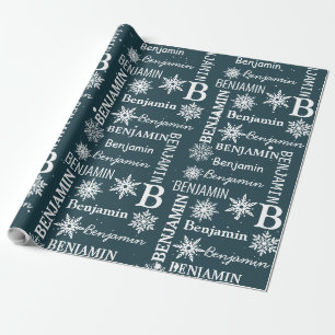 Christmas Snowflake Repeating Name Personalised Wrapping Paper