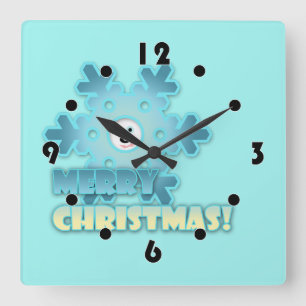 Christmas snowflake square wall clock