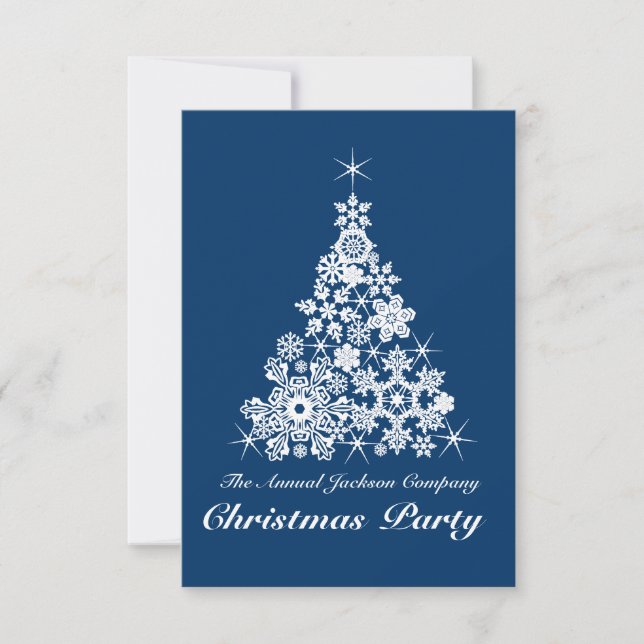 Christmas snowflake tree party invitation blue (Front)