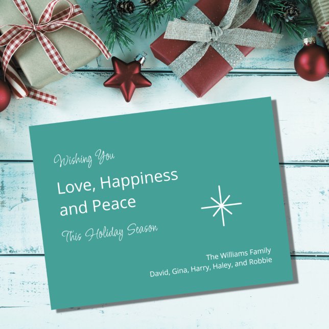 Christmas Snowflake Trendy Teal Green Retro Holiday Postcard (Creator Uploaded)