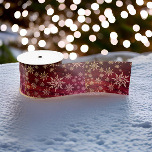 Christmas Snowflake Wine Satin Ribbon