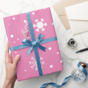 Christmas snowflake with pink and white polka dot wrapping paper