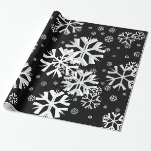 Christmas Snowflake Wrapping Paper-Black Paper