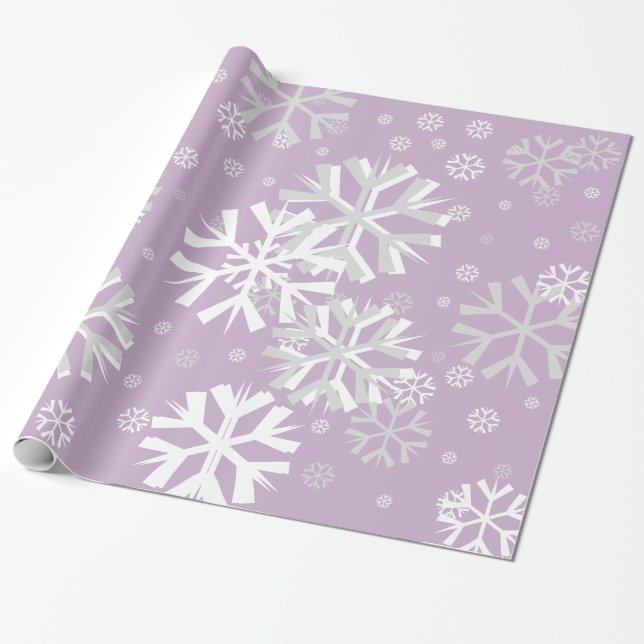 Christmas Snowflake Wrapping Paper-Lavender Wrapping Paper (Unrolled)