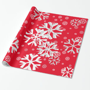 Christmas Snowflake Wrapping Paper-Red Paper