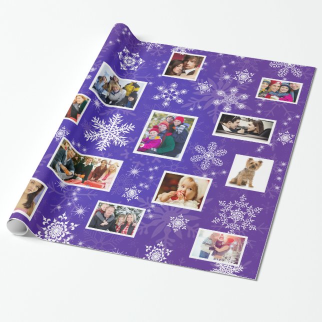 Christmas Snowflakes 15 Favourite Family Photos Wrapping Paper (Unrolled)