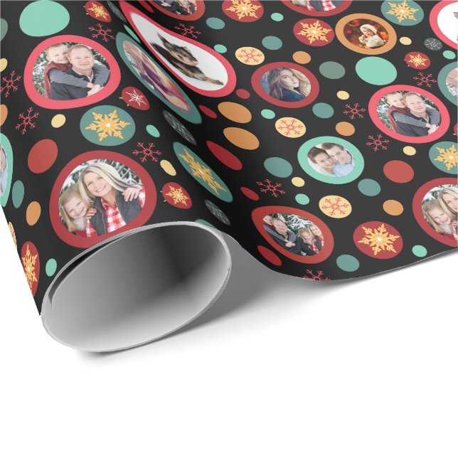 Christmas Snowflakes 8 Favourite Family Photos Wrapping Paper (Roll Corner)