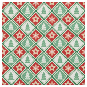 Christmas snowflakes and Christmas trees Fabric