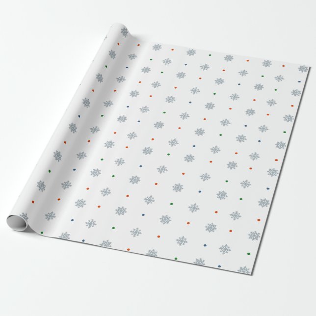 Christmas snowflakes and dots pattern wrapping paper (Unrolled)