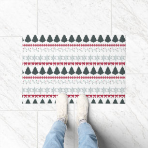 Christmas Snowflakes and Trees Doormat