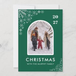 Christmas Snowflakes Arch Pattern family photo Hol Holiday Card