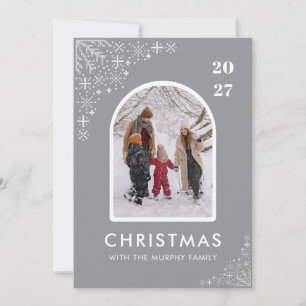 Christmas Snowflakes Arch Pattern family photo Hol Holiday Card