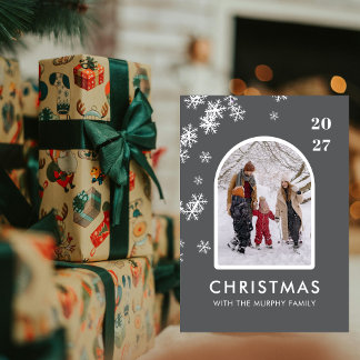 Christmas Snowflakes Arch Pattern family photo Holiday Card