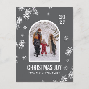 Christmas Snowflakes Arch Pattern family photo Holiday Postcard