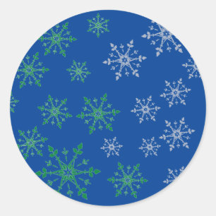 Christmas snowflakes at night beautiful classic round sticker